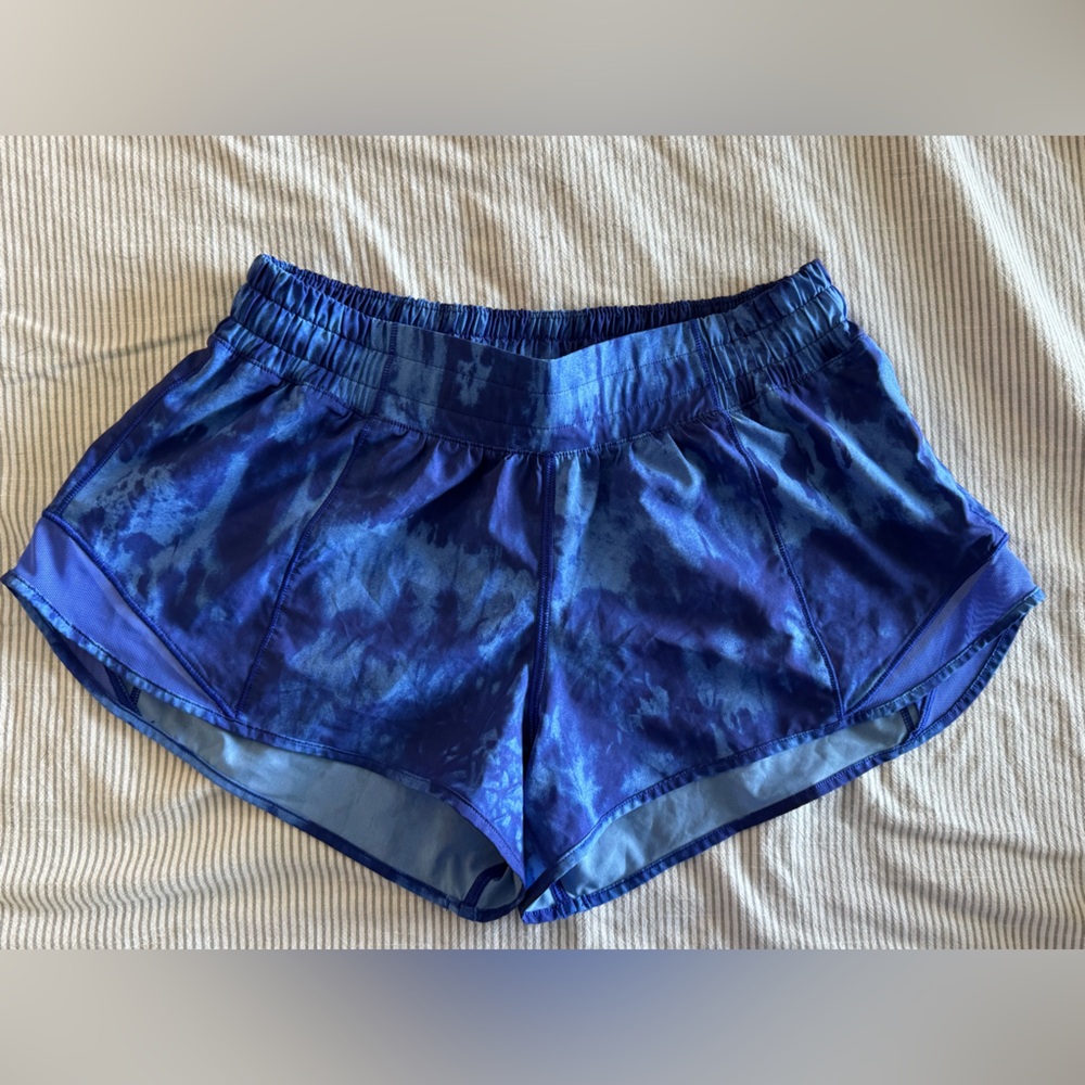 Lululemon Hotty Hot Low Rise Lined Blue Reflective Athletic Shorts